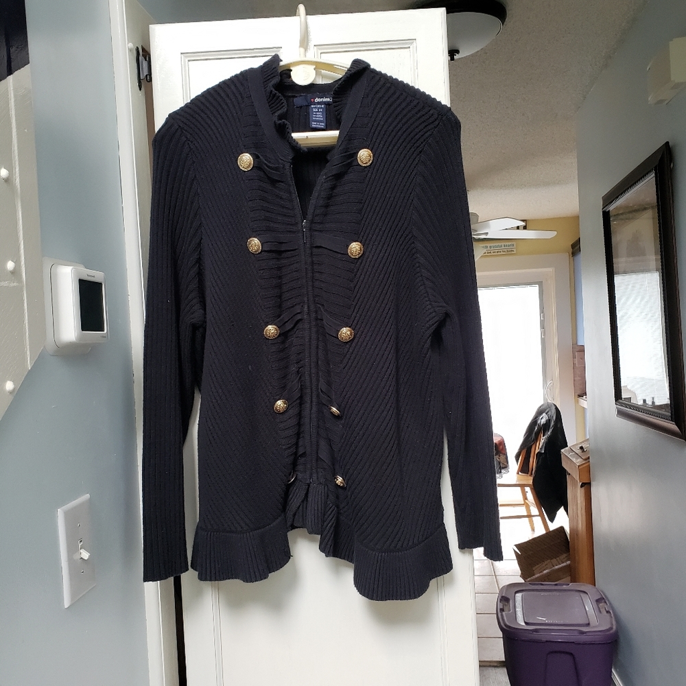 Denim 27/7 3X Military look sweater